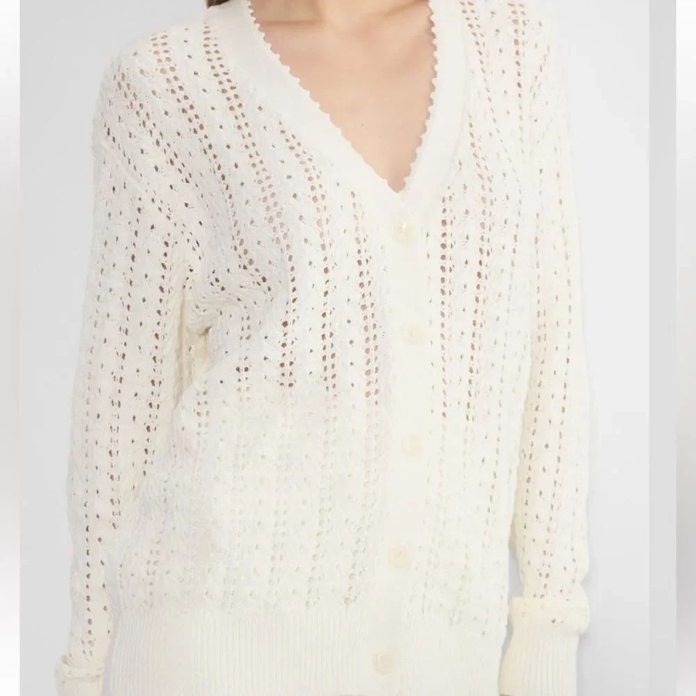 Wilfred Mint Light Green Open-Knit Cardigan in Size XS